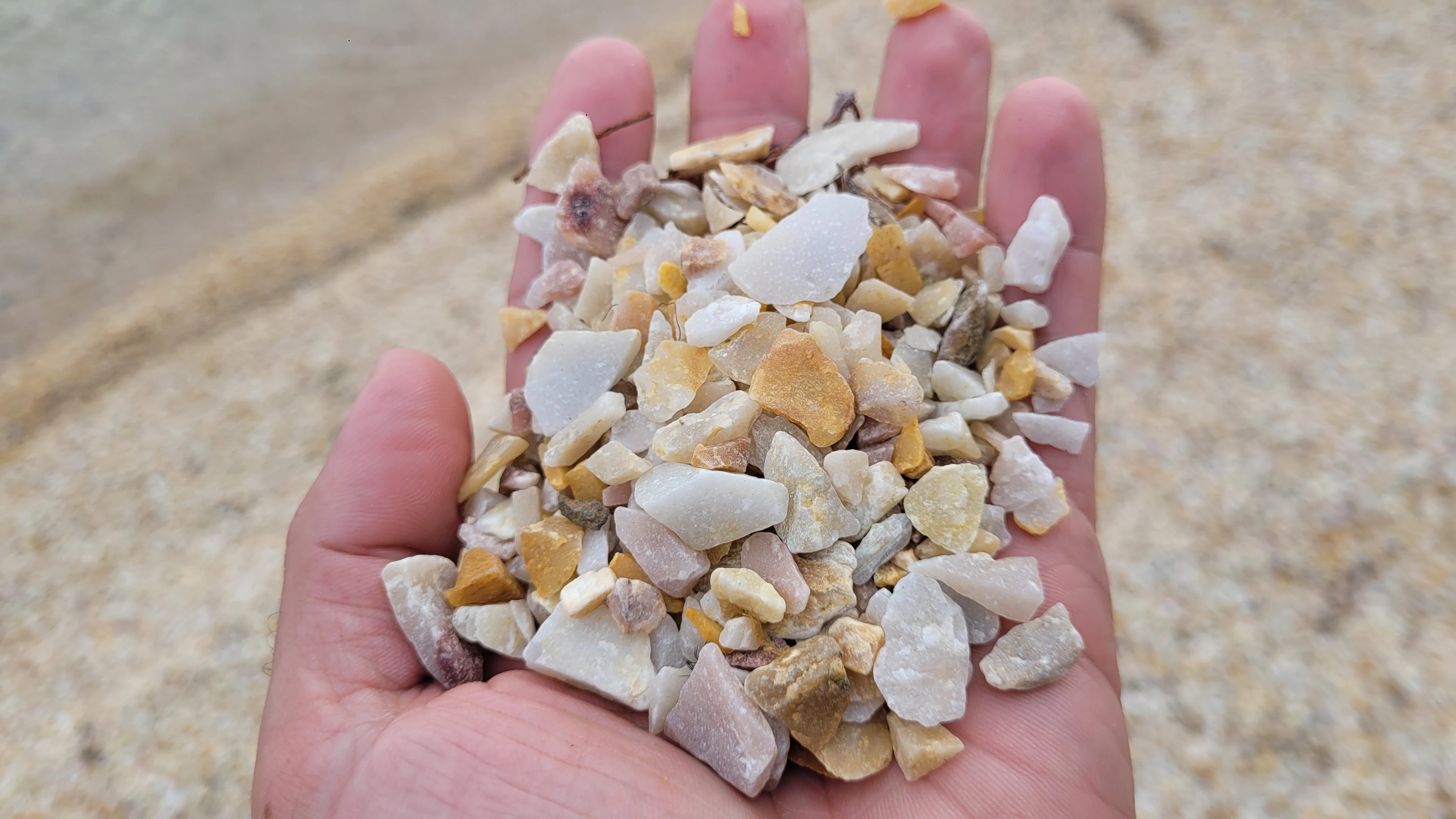 Colorful quartzite pebbles on a beach in Killarney Bay